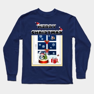 Christmas Magic Window Cute Cartoon Gift T-Shirt Long Sleeve T-Shirt